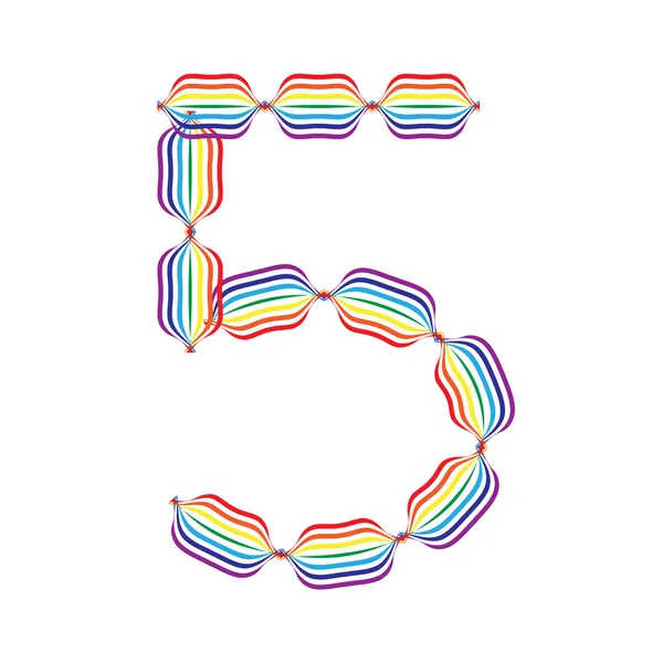 Número 5 hecho en colores arcoíris — Vector de stock