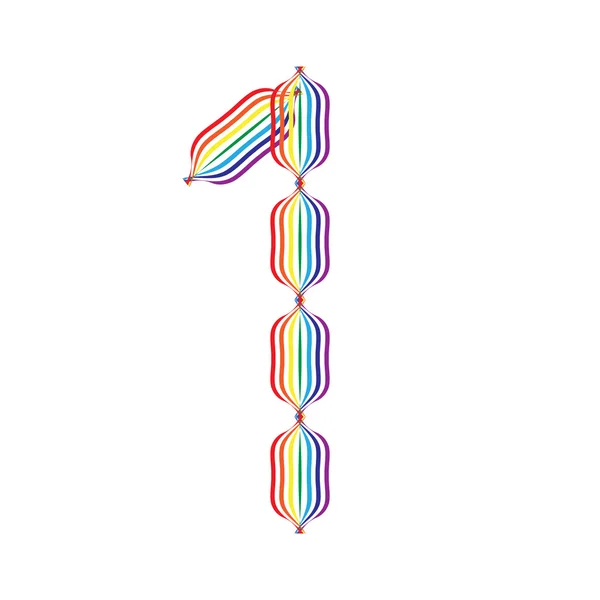 Number 1 made in rainbow colors — Stock Vector