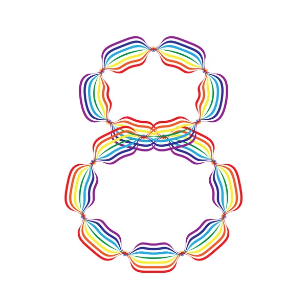Número 8 hecho en colores arcoíris — Vector de stock