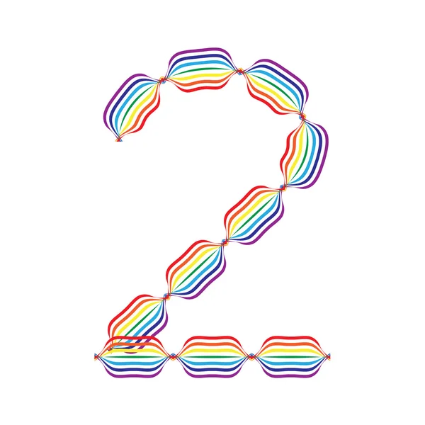 Numero 2 realizzato in colori arcobaleno — Vettoriale Stock