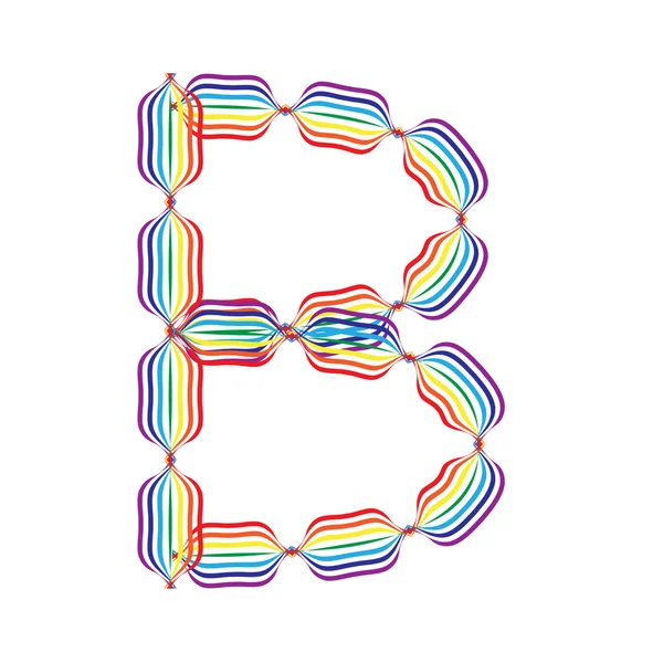 Carta B feita em cores do arco-íris — Vetor de Stock