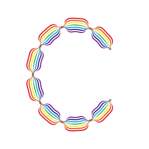 Lettera C fatta in colori arcobaleno — Vettoriale Stock