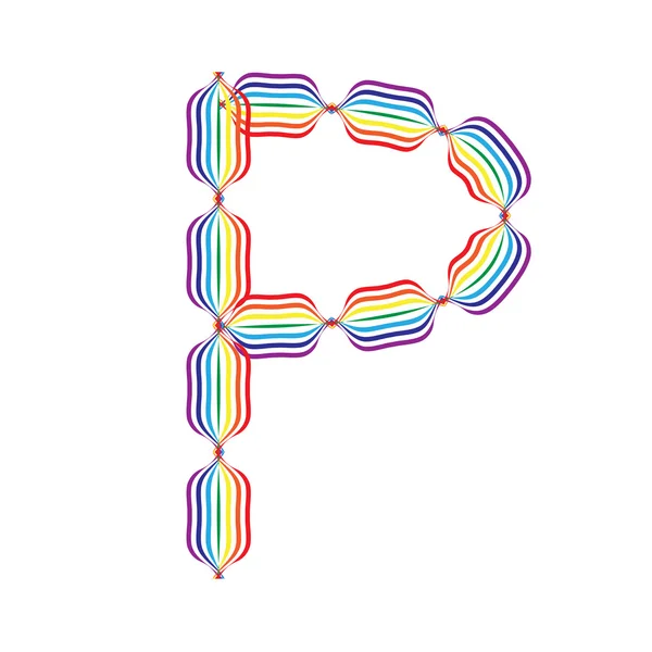 Lettre P faite en couleurs arc-en-ciel — Image vectorielle