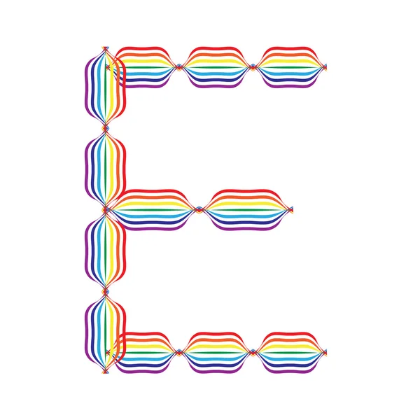 Lettre E réalisée en couleurs arc-en-ciel — Image vectorielle