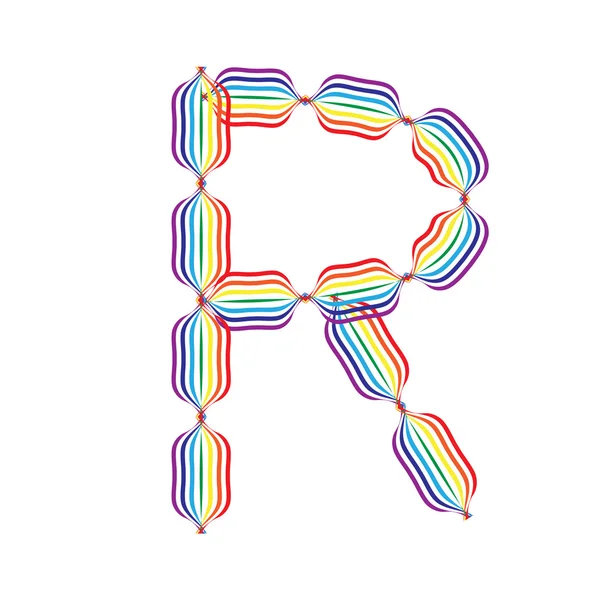 Lettre R réalisée en couleurs arc-en-ciel — Image vectorielle
