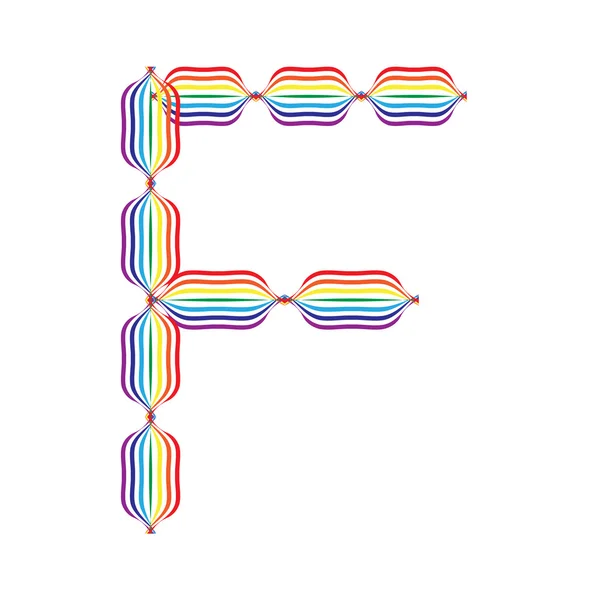 Lettera F fatta in colori arcobaleno — Vettoriale Stock