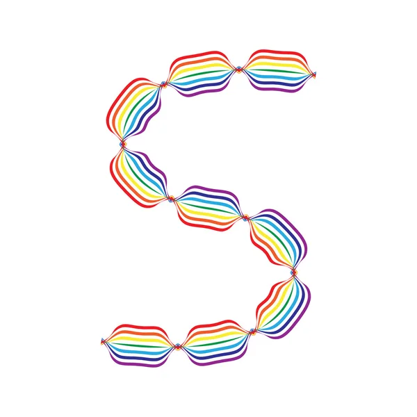 Lettera S fatta in colori arcobaleno — Vettoriale Stock