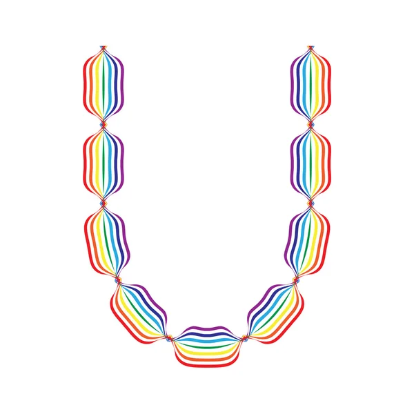 Carta U feita em cores do arco-íris — Vetor de Stock