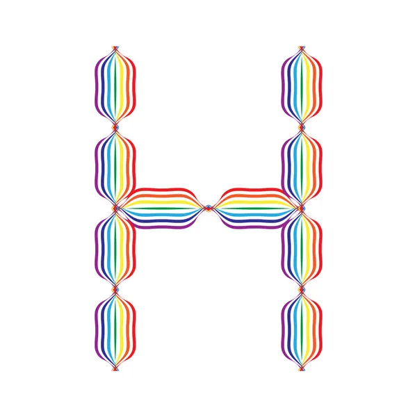 Буква H выполнена в радужных цветах — стоковый вектор