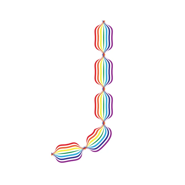 Lettera J fatta in colori arcobaleno — Vettoriale Stock