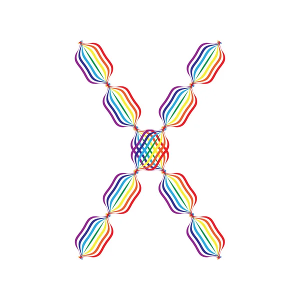 Huruf X dibuat dengan warna pelangi - Stok Vektor