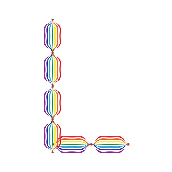 Lettre L réalisée en couleurs arc-en-ciel — Image vectorielle