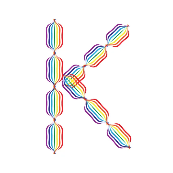 Huruf K dibuat dengan warna pelangi - Stok Vektor