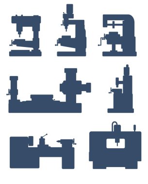 Machine tool icon set clipart