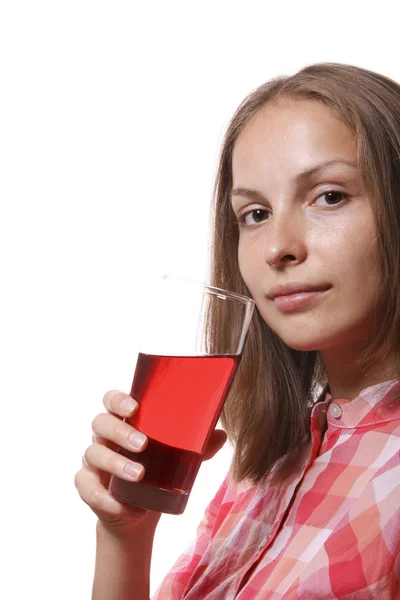 Fiatal nő pohár vörösbor italt — Stock Fotó