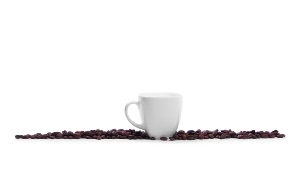 stock image Cup of coffee with coffee beans