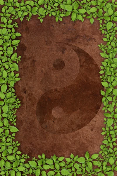 Yin yang symbol på gamla papper bakgrund — Stockfoto