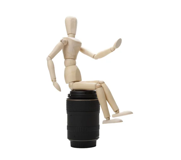 Mannequin and photo lens — Stock Photo, Image