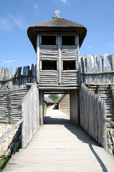 stock image Biskupin - gateway to the village