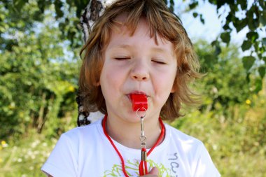 The girl at the final whistle whistles sports clipart