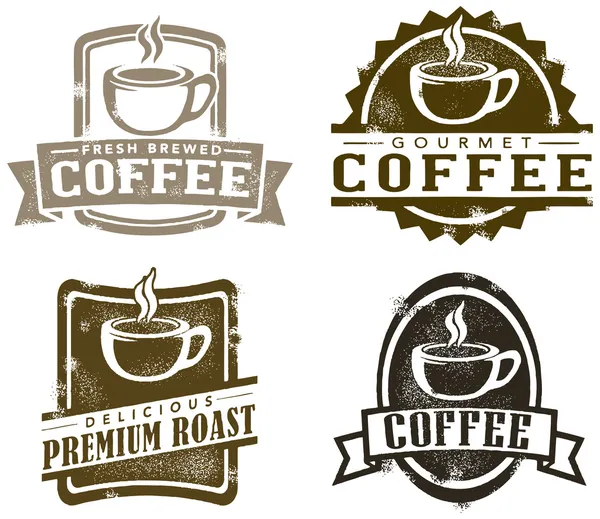 Selos de café estilo vintage — Vetor de Stock
