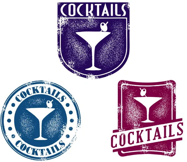 Timbres de Bar à Cocktail Style Vintage — Image vectorielle