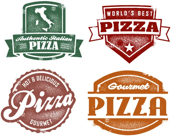 Vintage stil pizza frimärken — Stock vektor