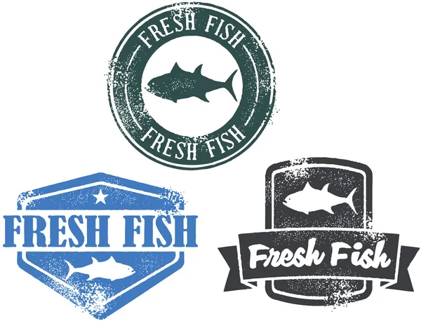 Färsk fisk frimärken — Stock vektor