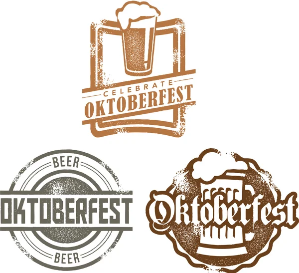 Oktoberfest Beer Stamps — Stock Vector
