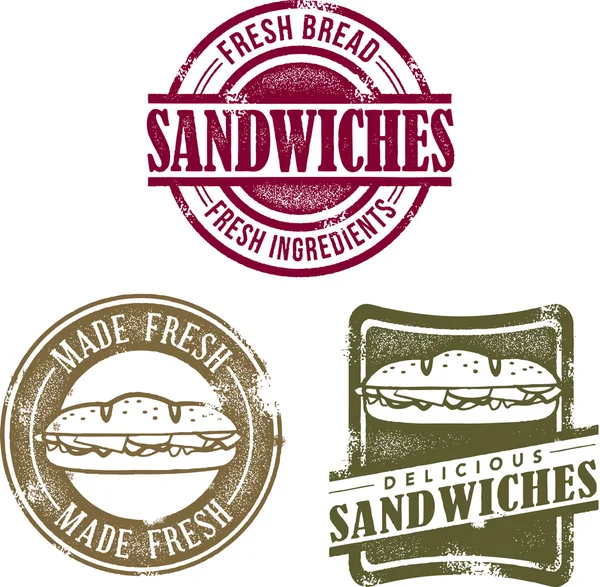 Sandwich-Marken im Vintage-Stil — Stockvektor