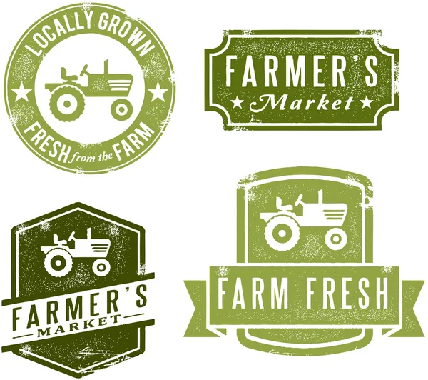 Vintage Style Farmer's Market Stamps — Stock Vector