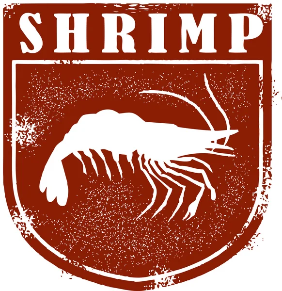 Vintage Shrimp Seafood Stamp — Stock Vector