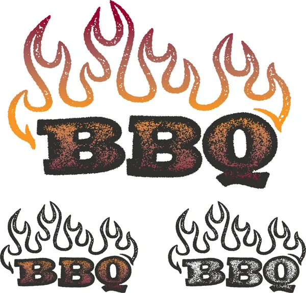 BBQ and Flames — Stock Vector
