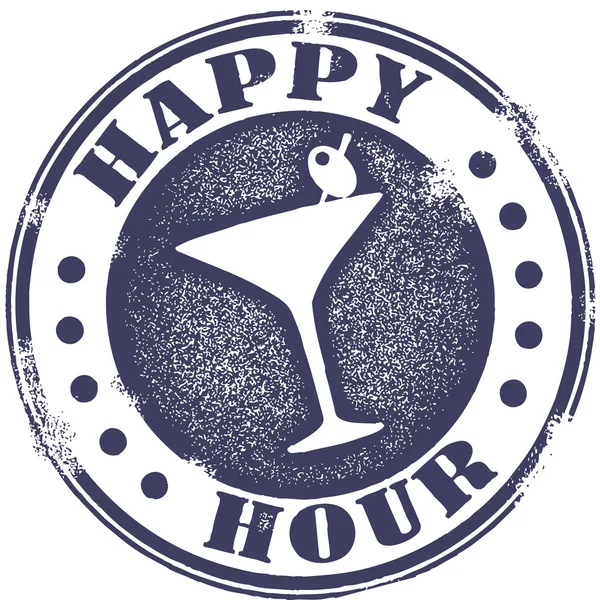 Happy Hour Cocktail Stamp — Stock Vector