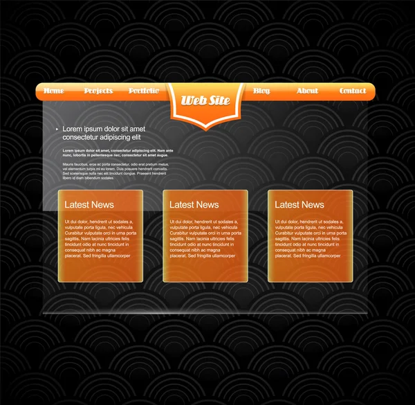 Website sjabloon met oranje banner. — Stockvector