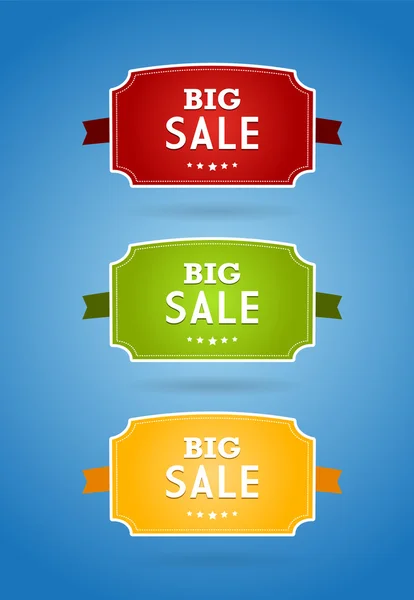 Set of colored boards with big sale sign. — Stock Vector