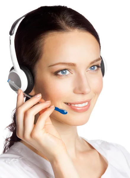 Ondersteuning telefoon operator in headset, geïsoleerde — Stockfoto