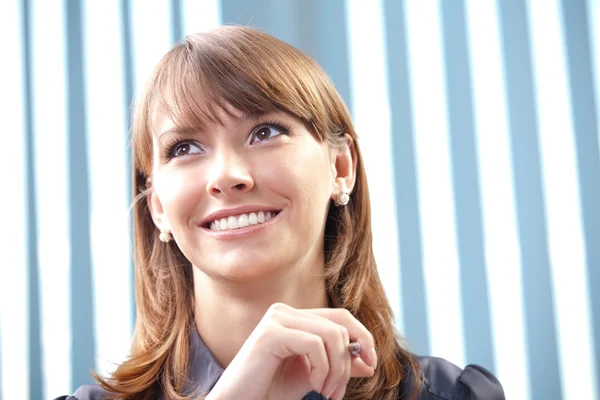 Young cheerful smiling businesswoman Stock Photo
