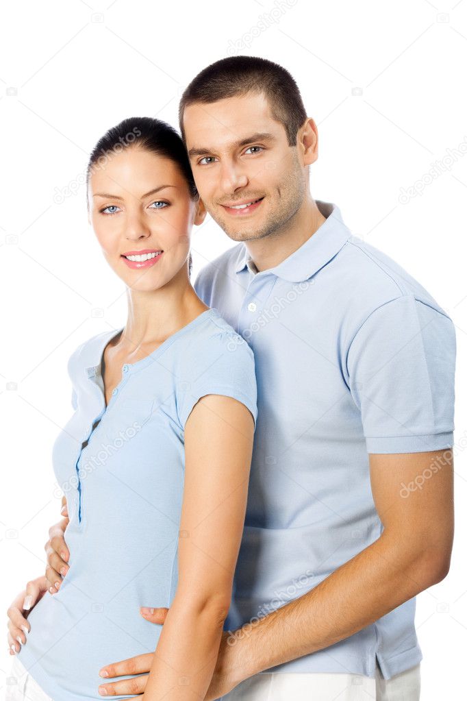 Young happy smiling couple, isolated