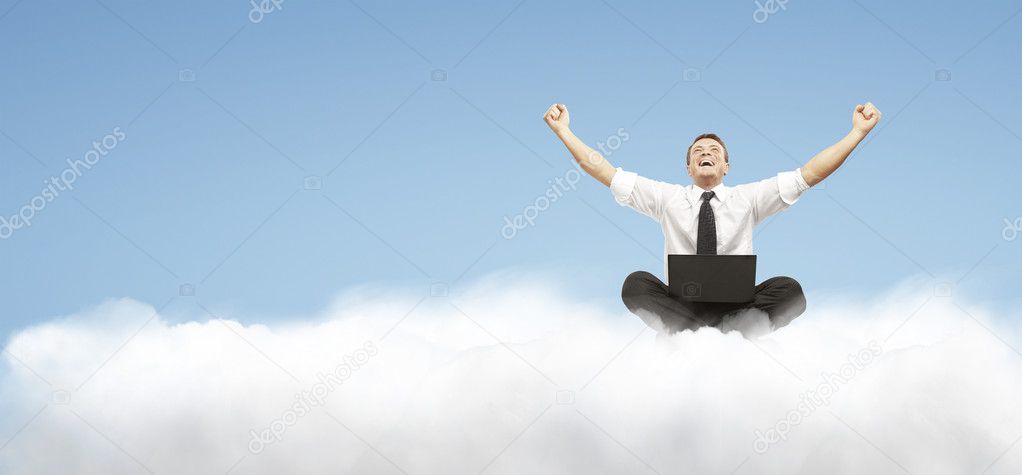 Business man on a clouds