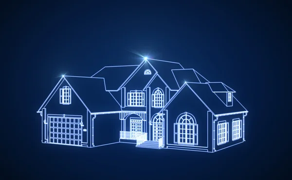 Glowing contour of house — Stock Photo, Image