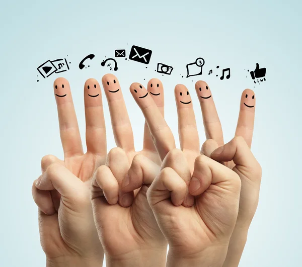 Szczęśliwy palec i ikony — Zdjęcie stockowe