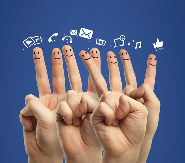 Glad finger och ikoner — Stockfoto