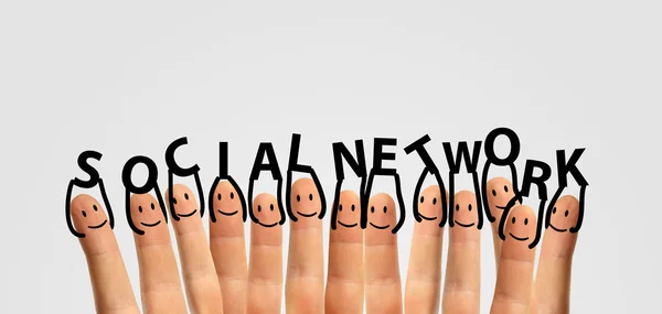Δάχτυλο κρατήσει κοινωνικό δίκτυο — Φωτογραφία Αρχείου