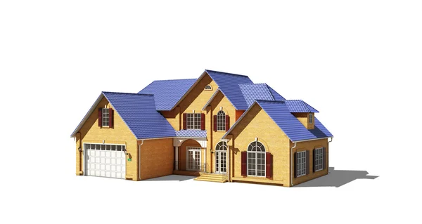 蓝色屋顶的房子 — 图库照片
