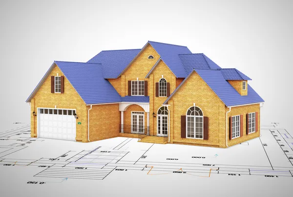 Planera att bygga och hus — Stockfoto