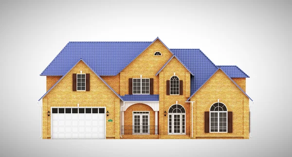 Huis met blauwe dak — Stockfoto