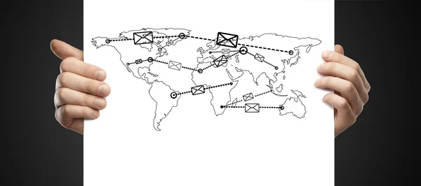 Correio encaminhador no mapa — Fotografia de Stock