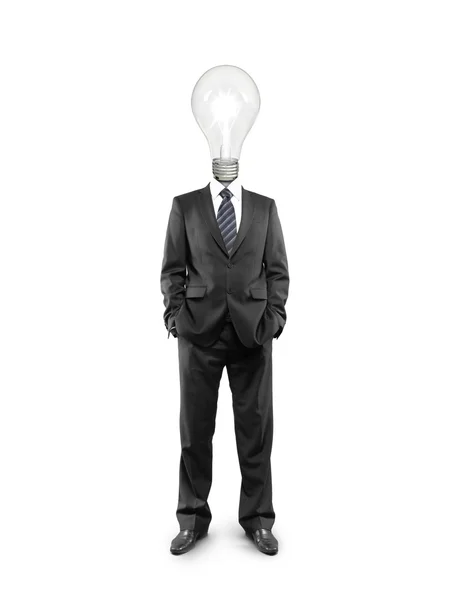 Businessman with lamp-head — Stock Photo, Image