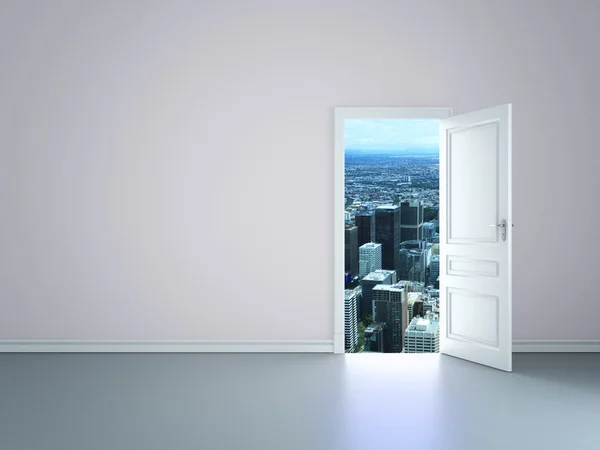 Open door to city — Stock Photo, Image